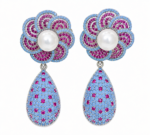Azure Pearl Bloom Earrings - Image 2