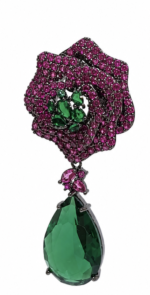 Emerald Rose Drop Earrings - Image 2
