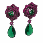 Emerald Rose Drop Earrings