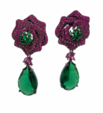Emerald Rose Drop Earrings